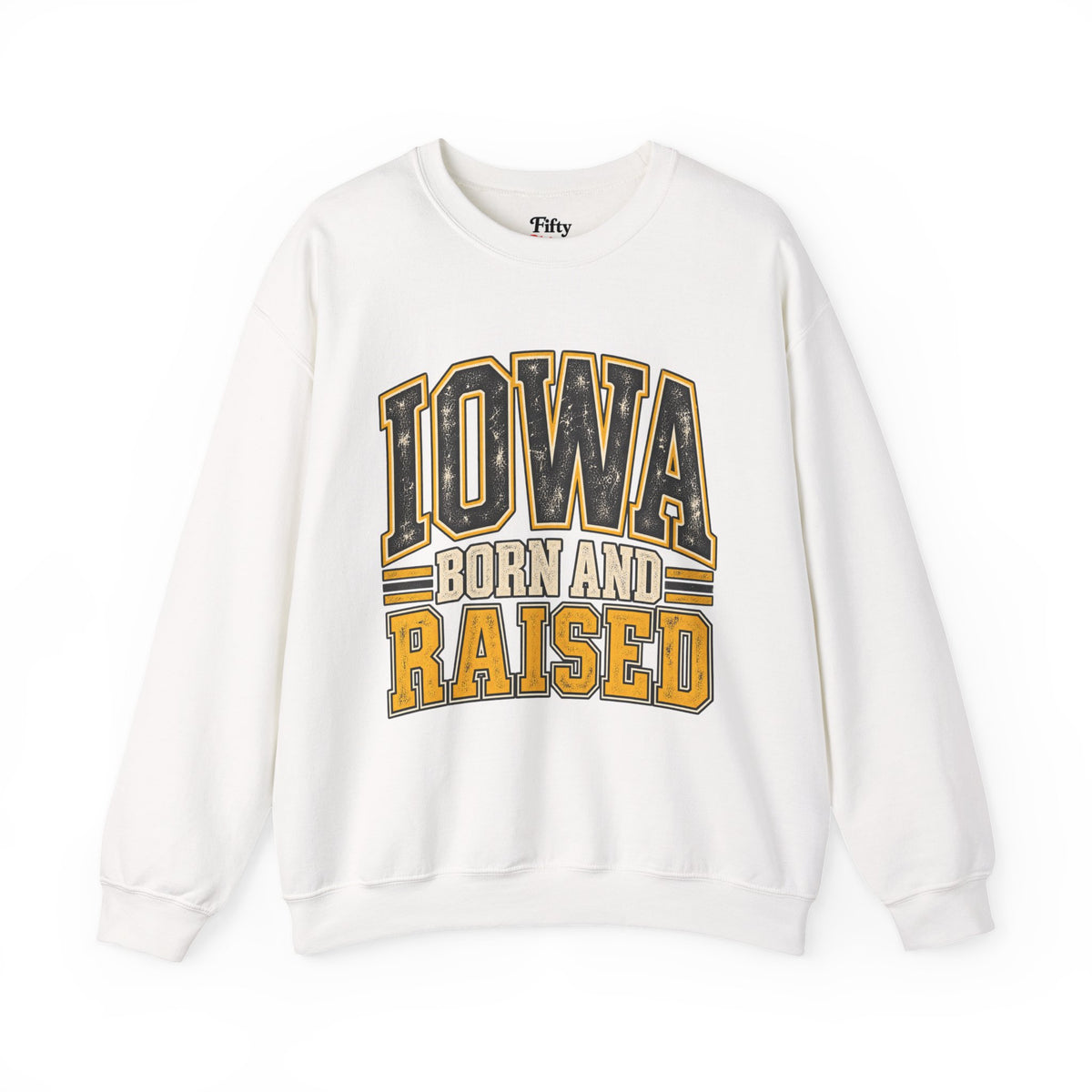 Iowa Born and Raised Unisex Crewneck Sweatshirt State Name Graphic