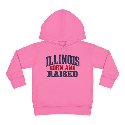 Illinois Born and Raised Bold Hometown Pride Unisex Toddler Pullover Fleece Hoodie