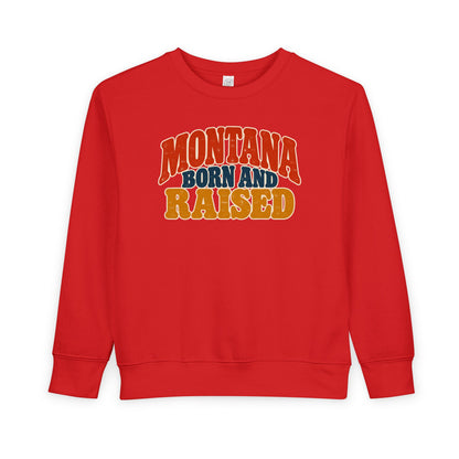 Montana Born and Raised Retro 1970s Unisex Toddler Sweatshirt Graphic