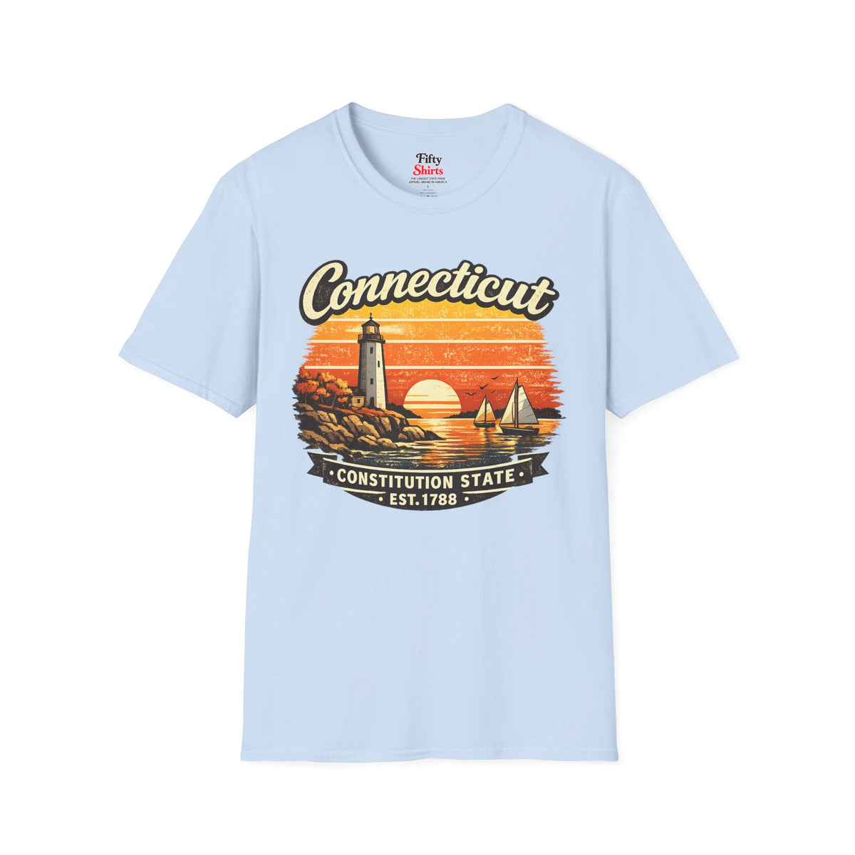 Connecticut Coastal Sunset Unisex Softstyle T Shirt State Pride Graphic Tee Collections FS03