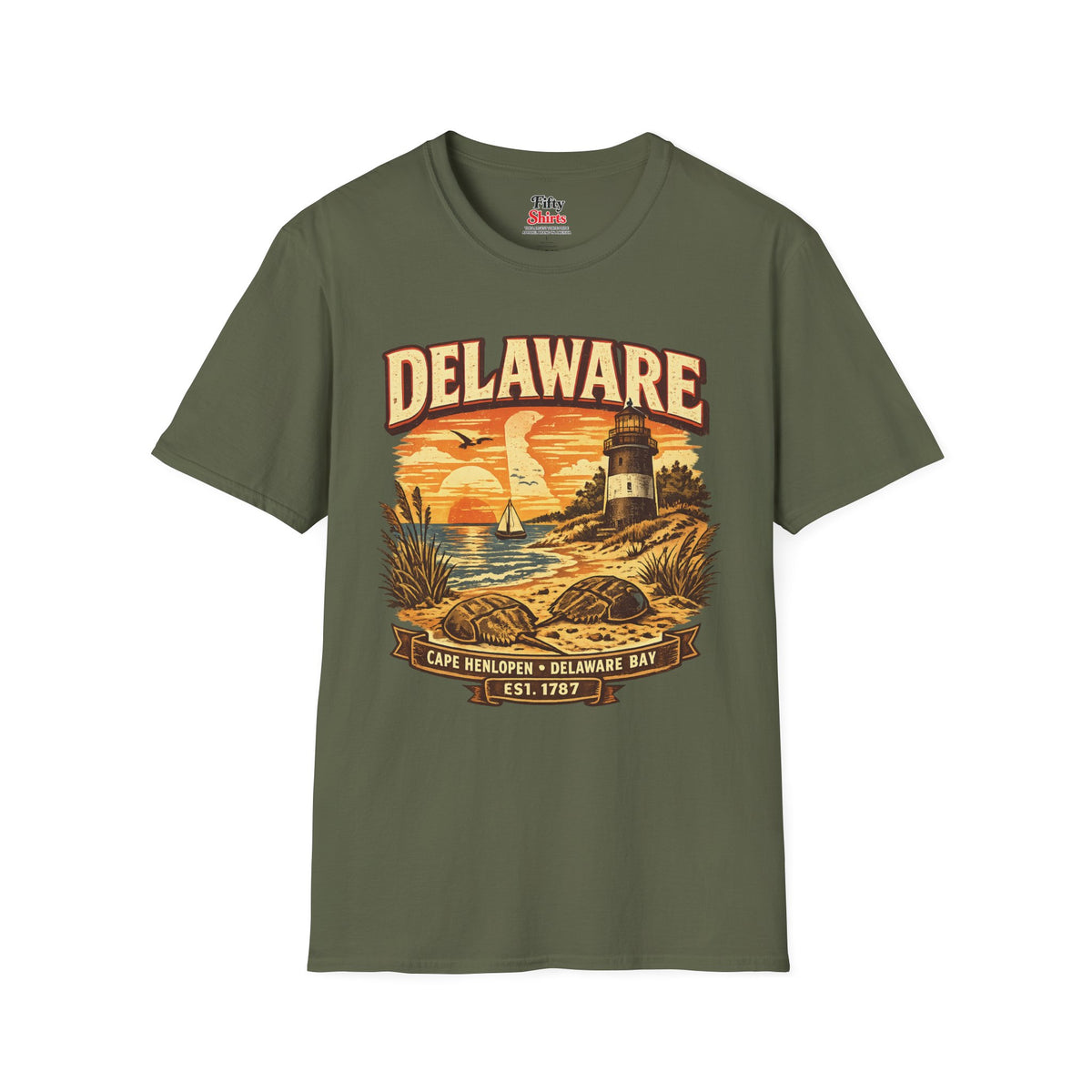 Vintage Delaware Heritage Unisex Softstyle T Shirt State Pride Graphic Tee Collections FS03