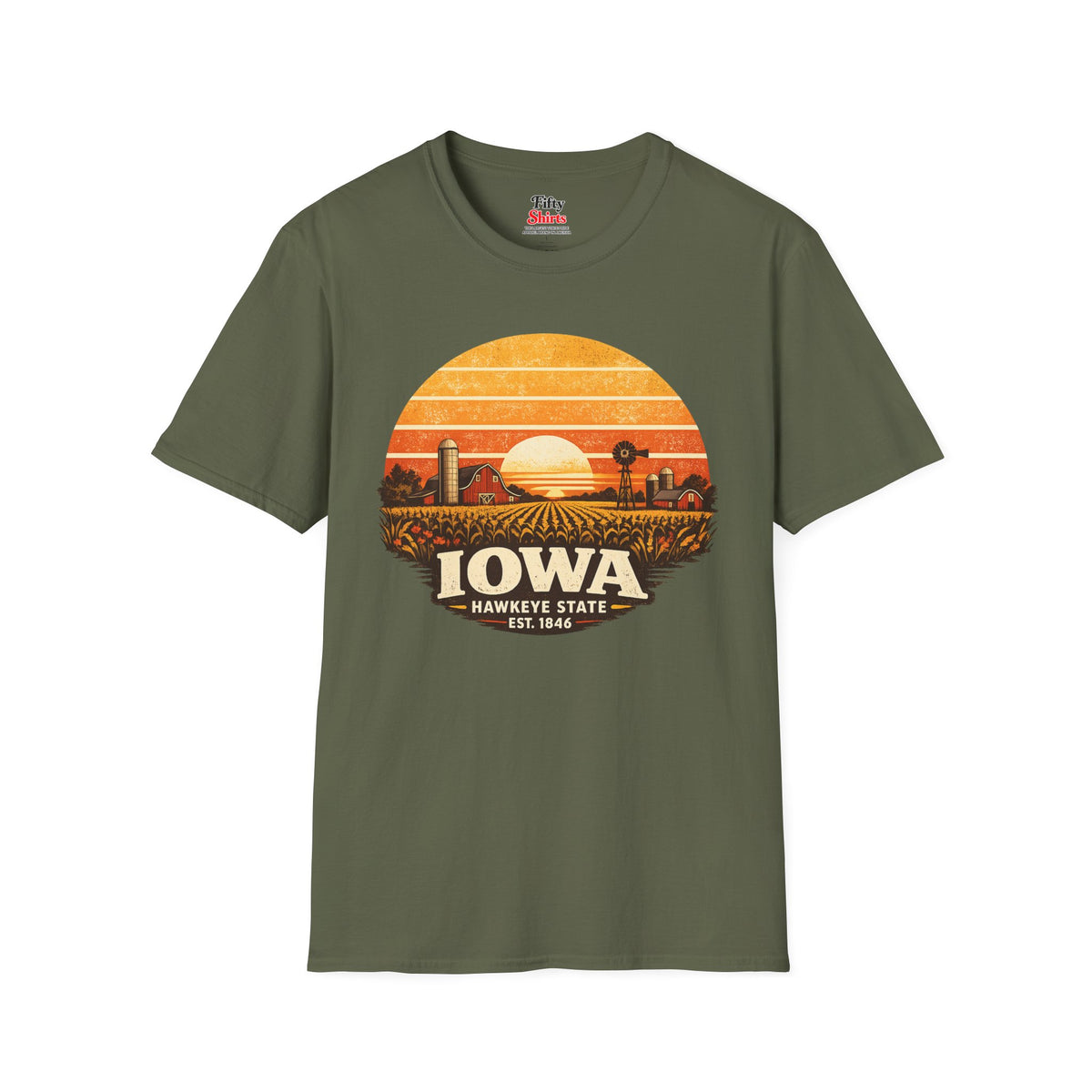 Iowa Prairie Sunset Unisex Softstyle T Shirt State Pride Graphic Tee Collections FS03