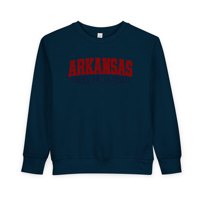 Arkansas Born and Raised Rugged Workwear Unisex Toddler Sweatshirt