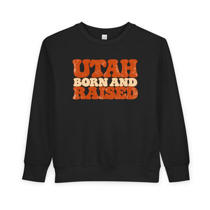 Utah Born and Raised Retro 1970s Unisex Toddler Sweatshirt