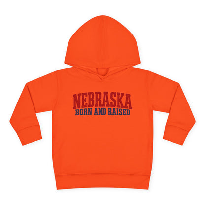 Nebraska Born and Raised Rugged Workwear Unisex Toddler Pullover Fleece Hoodie