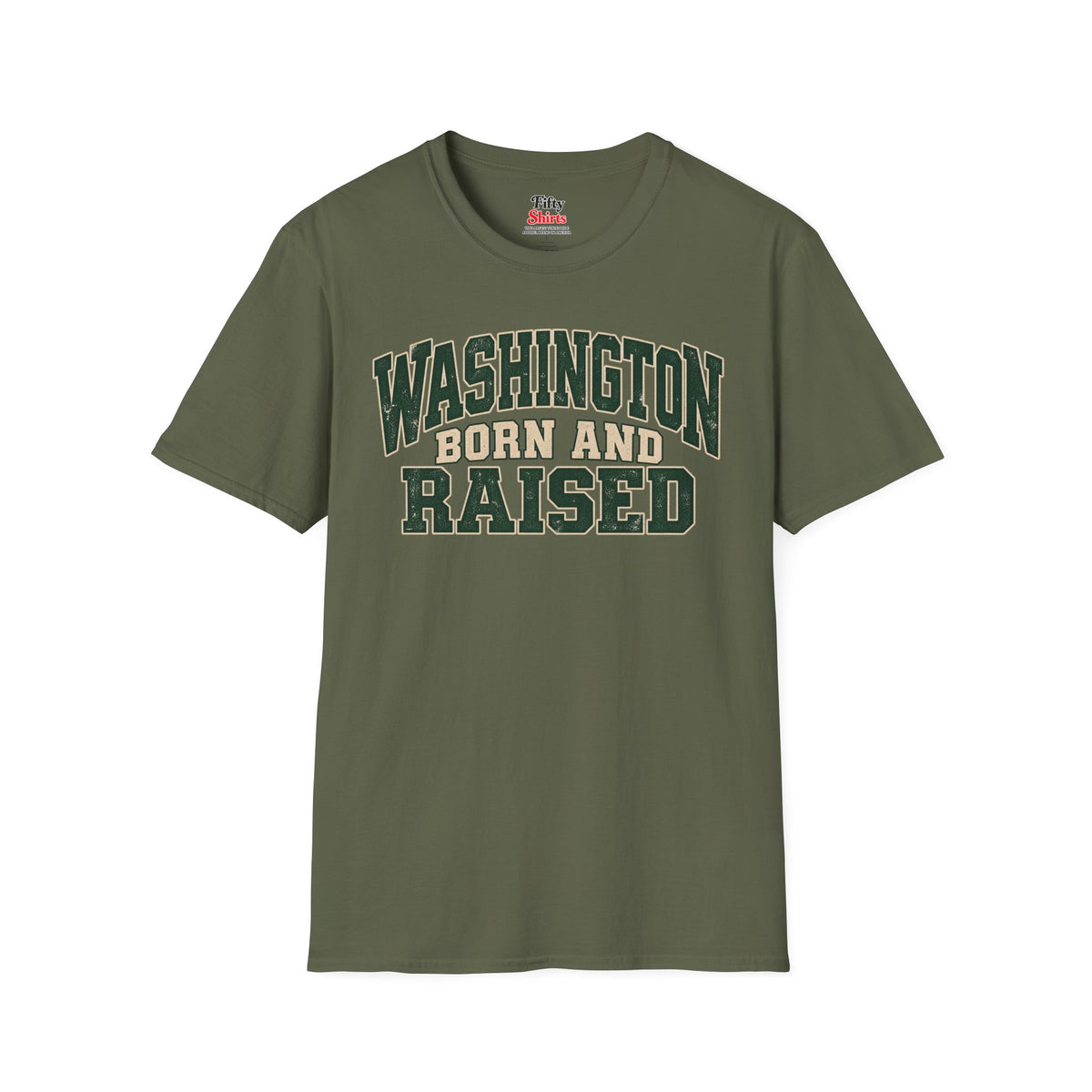 Washington Born and Raised Unisex Softstyle T Shirt State Name Graphic Tee