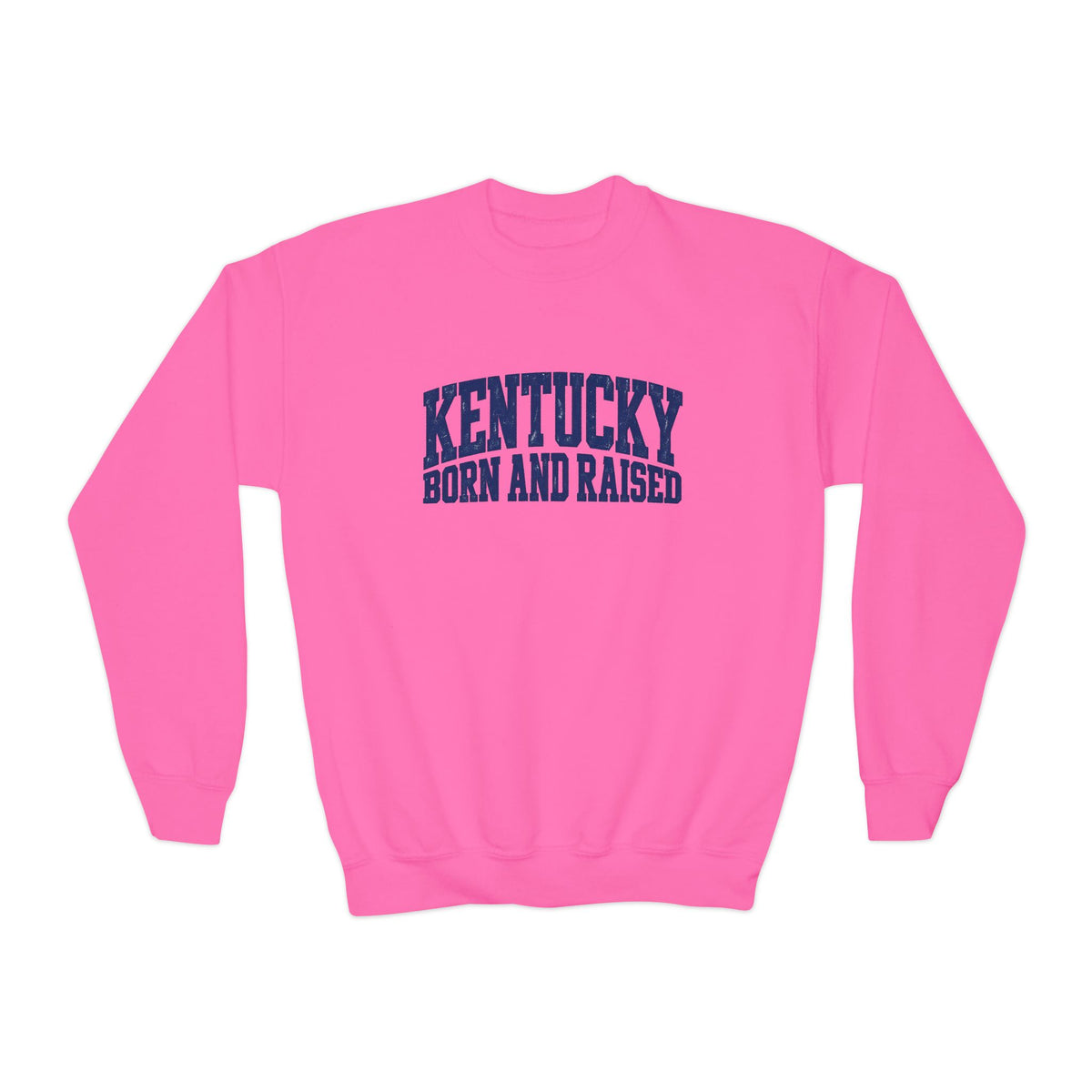 Kentucky Born and Raised Bold Athletic Unisex Youth Crewneck Sweatshirt Graphic