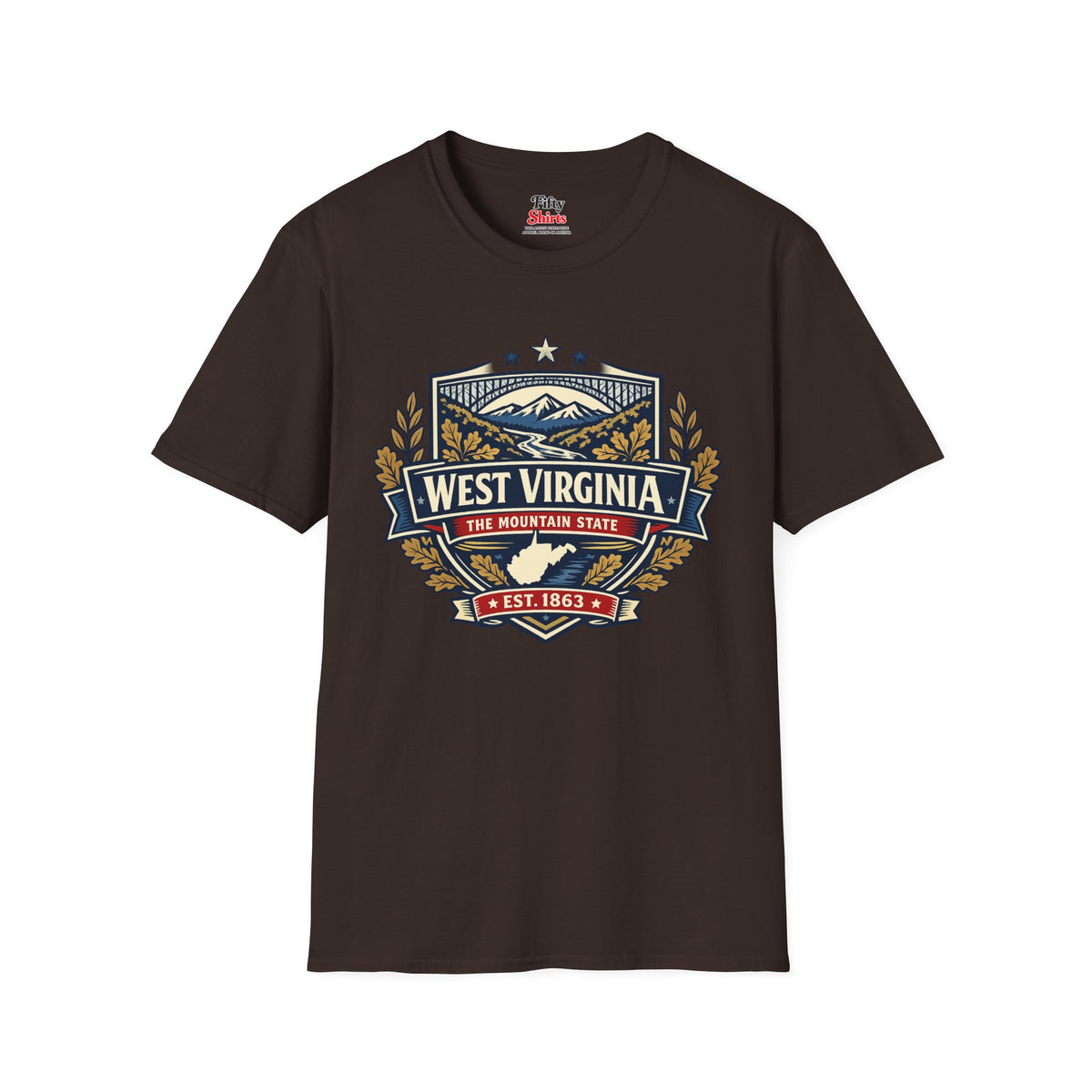 West Virginia Heritage Badge Unisex Softstyle T Shirt State Pride Graphic Tee Collections FS03