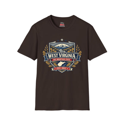 West Virginia Heritage Badge Unisex Softstyle T Shirt State Pride Graphic Tee Collections FS03