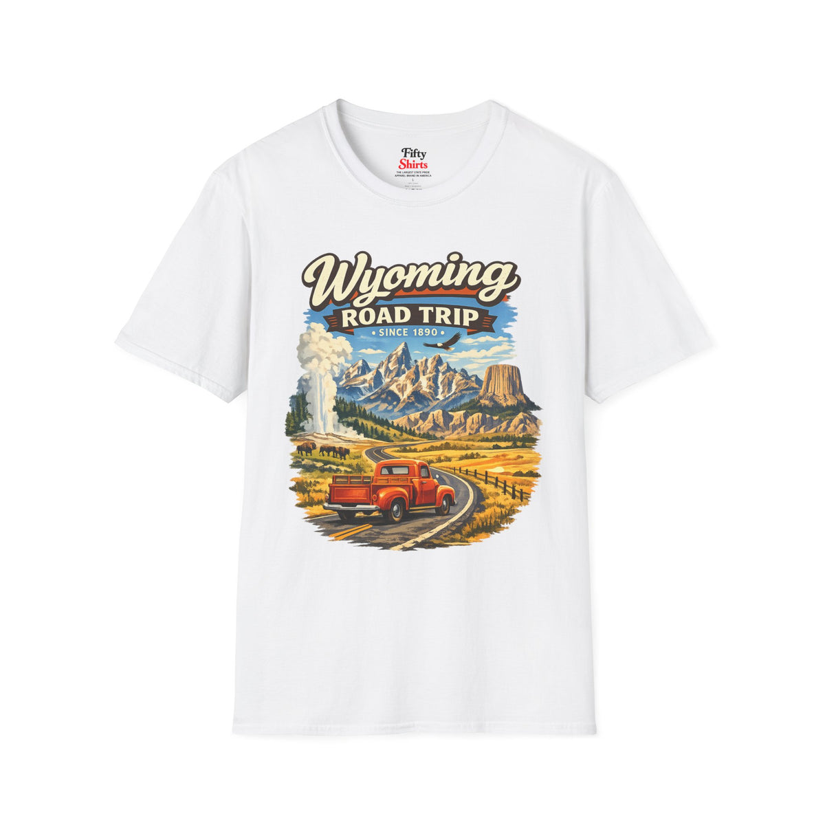 Wyoming Road Trip Unisex Softstyle T Shirt State Pride Graphic Tee Collections FS03