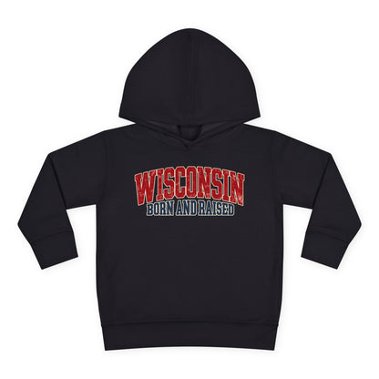 Wisconsin Born and Raised Midwest Heritage Unisex Toddler Pullover Fleece Hoodie