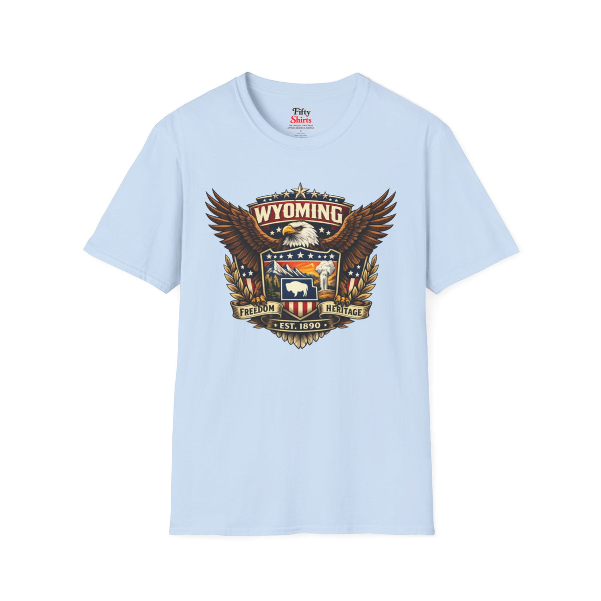 Wyoming Americana Eagle Unisex Softstyle T Shirt State Pride Graphic Tee Collections FS03