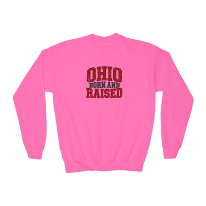 Ohio Born and Raised Midwest Heritage Unisex Youth Crewneck Sweatshirt Graphic