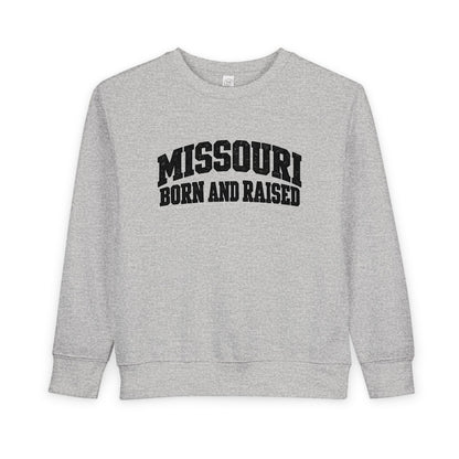 Missouri Born and Raised Collegiate Unisex Toddler Sweatshirt Graphic