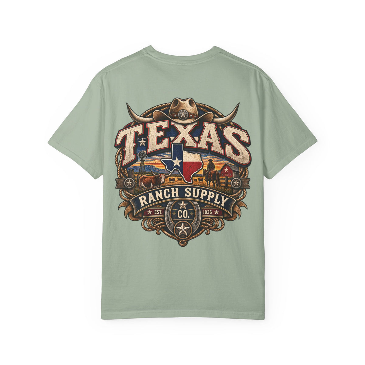 Texas Ranch Supply Co. Unisex Comfort Color 1717 Streetwear Graphic Tee