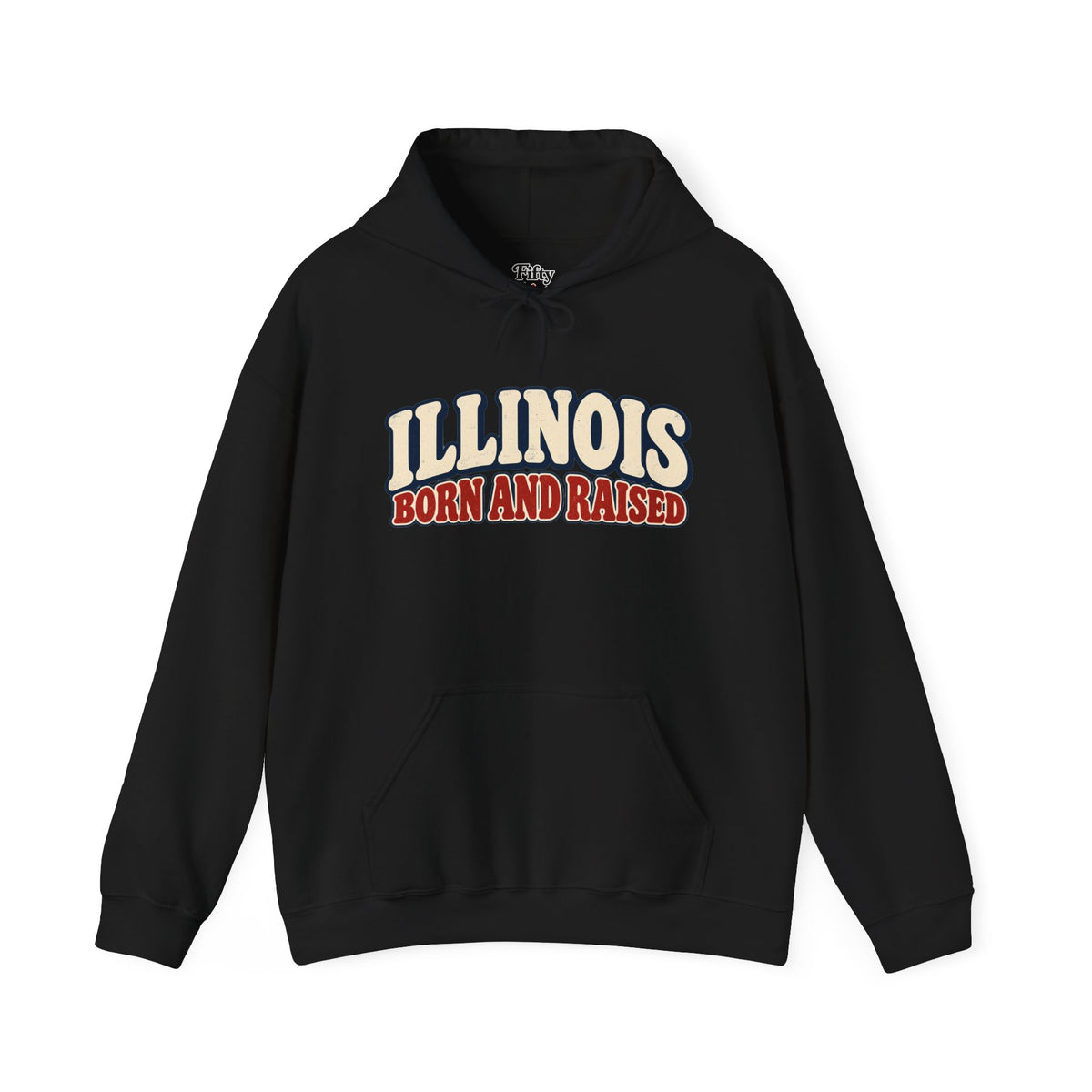 Illinois Born and Raised Retro 1970s Unisex Hoodie Graphic