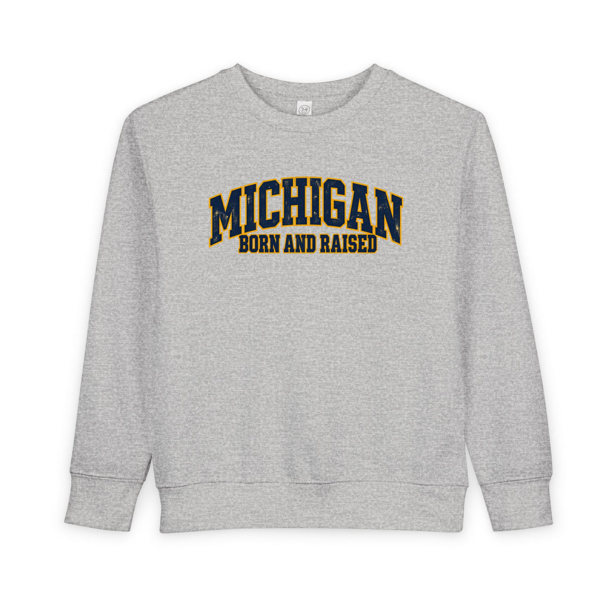 Michigan Born and Raised Bold Retro Unisex Toddler Sweatshirt