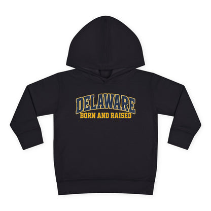 Delaware Born and Raised Old-School Athletic Unisex Toddler Pullover Fleece Hoodie