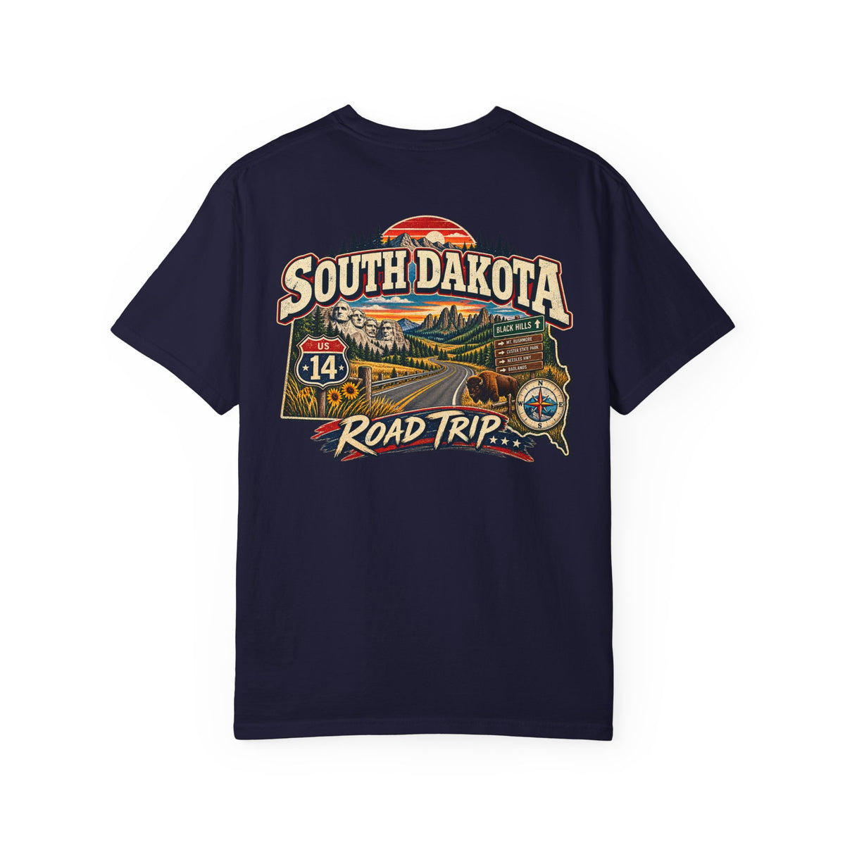 South Dakota Road Trip Unisex Comfort Color 1717 Streetwear Graphic Tee