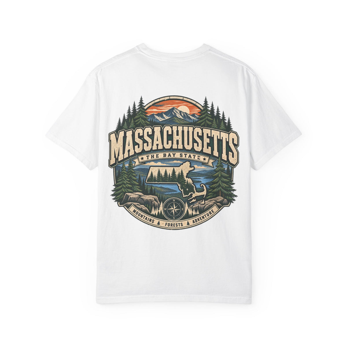 Massachusetts Mountain & Forest Unisex Comfort Color 1717 Streetwear Graphic Tee