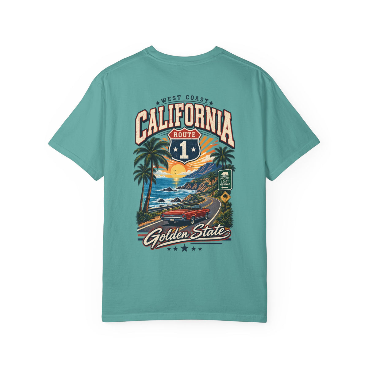 California West Coast Highway  Unisex Comfort Color 1717 Streetwear Graphic Tee