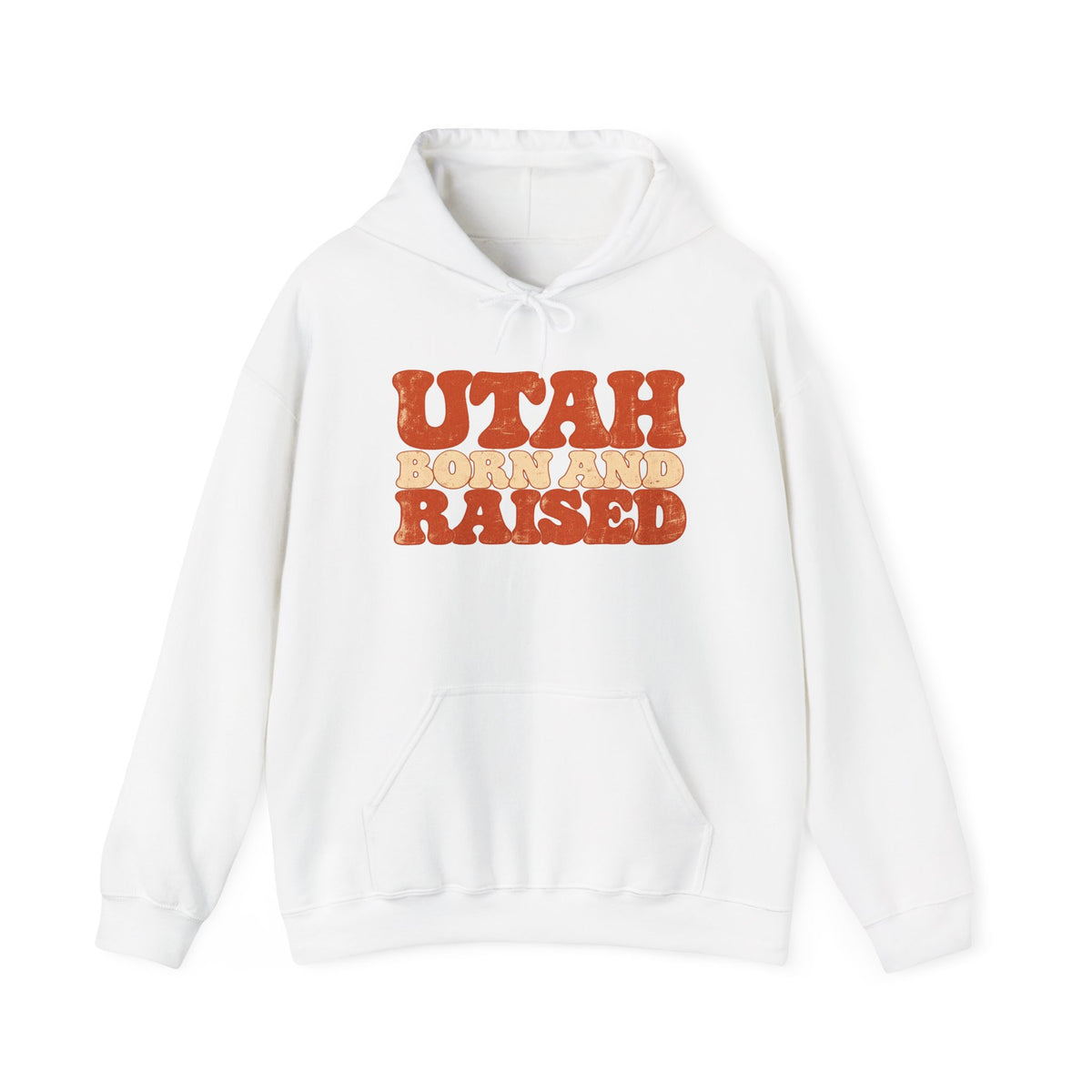 Utah Born and Raised Retro 1970s Unisex Hoodie Graphic