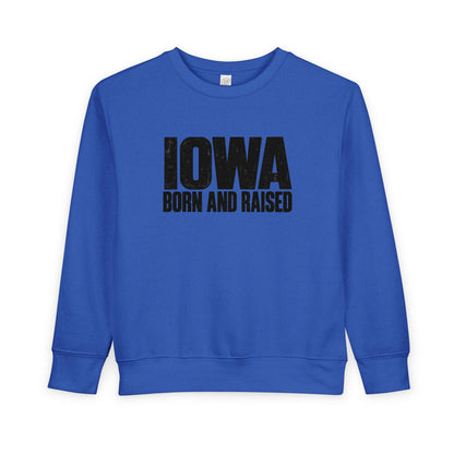 Iowa Born and Raised Modern Midwest Streetwear Unisex Toddler Sweatshirt