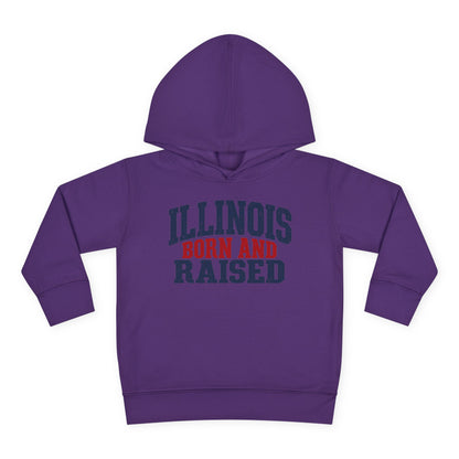 Illinois Born and Raised Bold Hometown Pride Unisex Toddler Pullover Fleece Hoodie