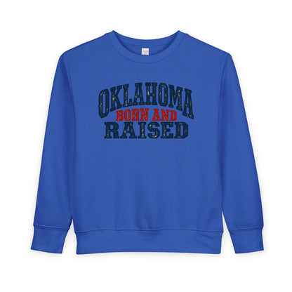 Oklahoma Born and Raised Rustic Americana Unisex Toddler Sweatshirt