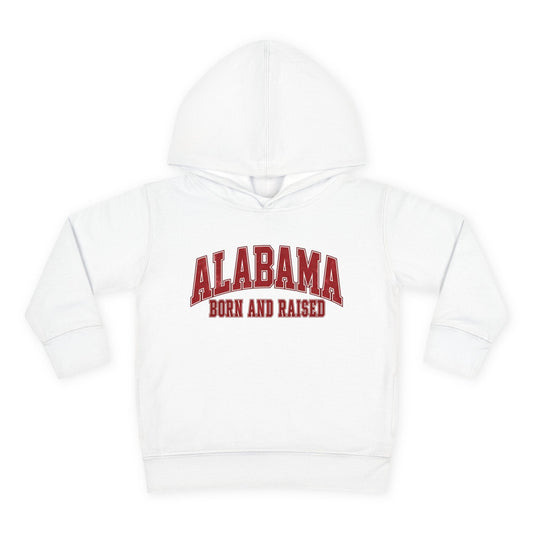 Alabama Born and Raised Collegiate Classic Unisex Toddler Pullover Fleece Hoodie
