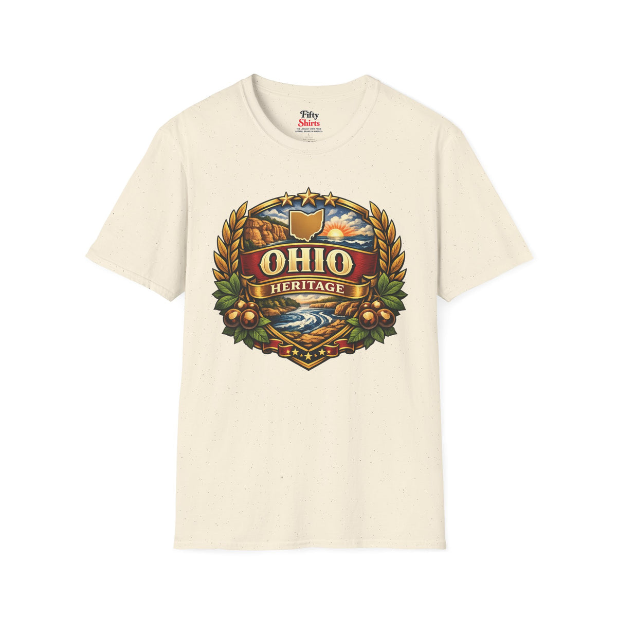 Ohio Heritage Badge Unisex Softstyle T Shirt State Pride Graphic Tee Collections FS03