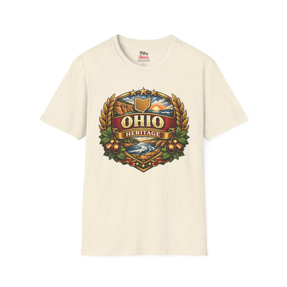 Ohio Heritage Badge Unisex Softstyle T Shirt State Pride Graphic Tee Collections FS03