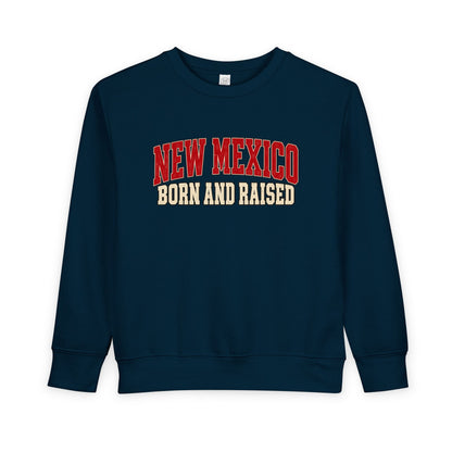 New Mexico Born and Raised Retro Collegiate Unisex Toddler Sweatshirt