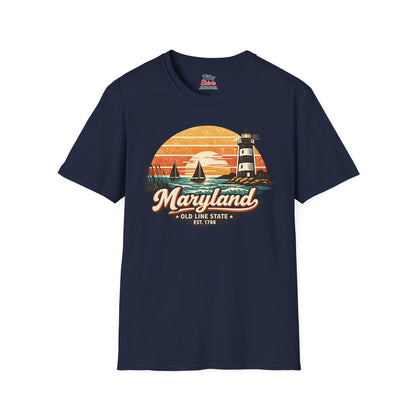Maryland Coastal Sunset Unisex Softstyle T Shirt State Pride Graphic Tee Collections FS03
