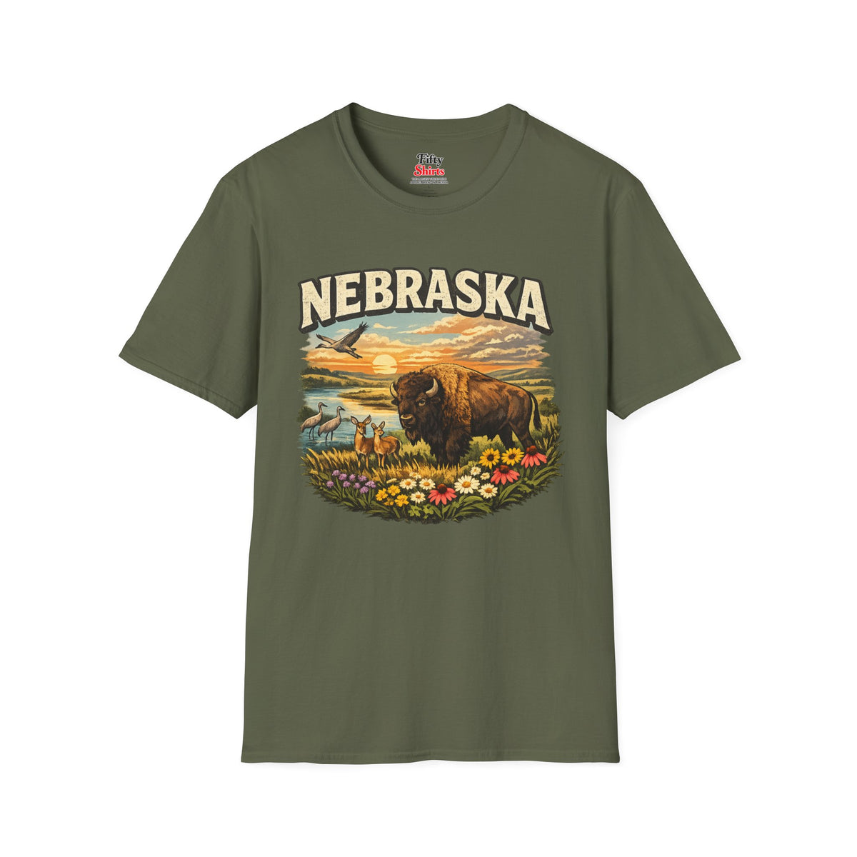 Nebraska Wildlife Unisex Softstyle T Shirt State Pride Graphic Tee Collections FS03