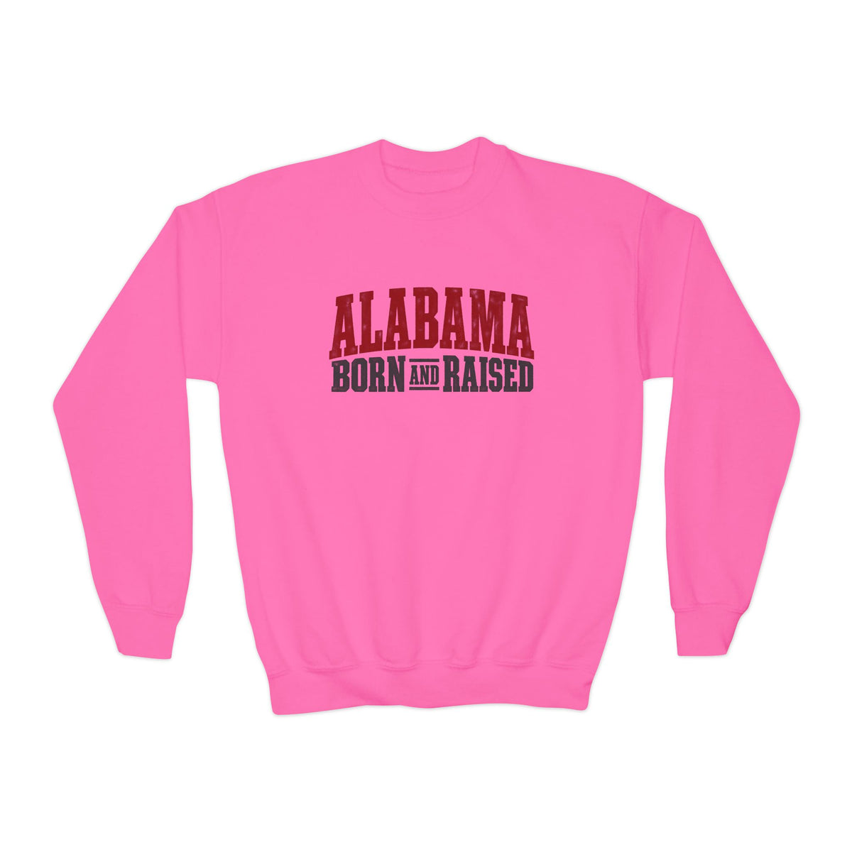 Alabama Born and Raised Rugged Workwear Unisex Youth Crewneck Sweatshirt Graphic
