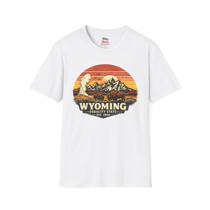 Wyoming Mountain Sunset Unisex Softstyle T Shirt State Pride Graphic Tee Collections FS03