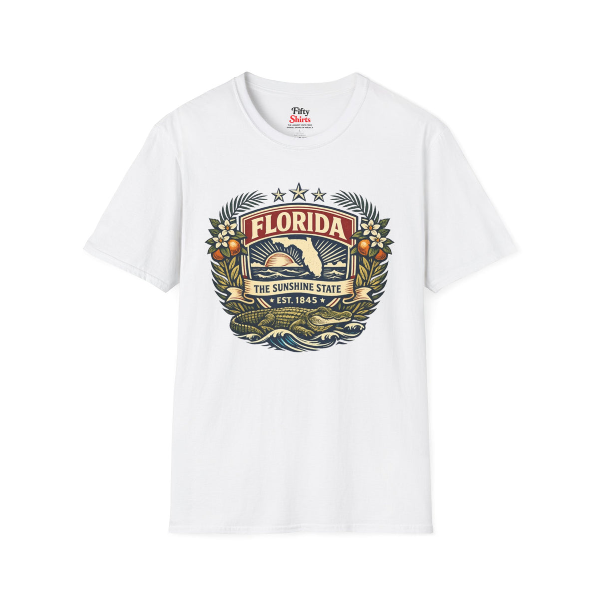 Florida Heritage Badge Unisex Softstyle T Shirt State Pride Graphic Tee Collections FS03