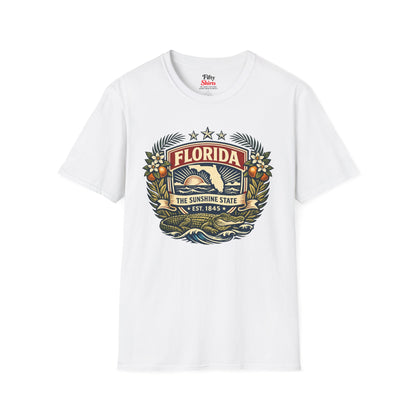 Florida Heritage Badge Unisex Softstyle T Shirt State Pride Graphic Tee Collections FS03