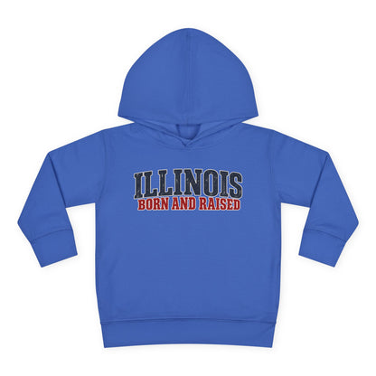 Illinois Born and Raised Midwest Americana Unisex Toddler Pullover Fleece Hoodie