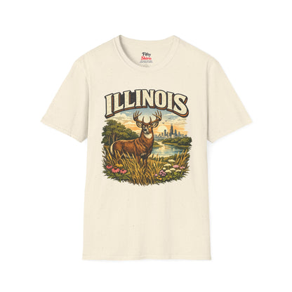 Illinois Wildlife Unisex Softstyle T Shirt State Pride Graphic Tee Collections FS03