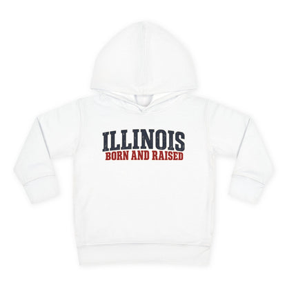 Illinois Born and Raised Midwest Americana Unisex Toddler Pullover Fleece Hoodie