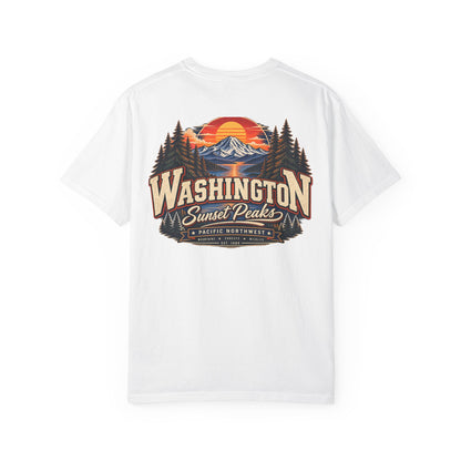 Washington Sunset Peaks Unisex Comfort Color 1717 Streetwear Graphic Tee