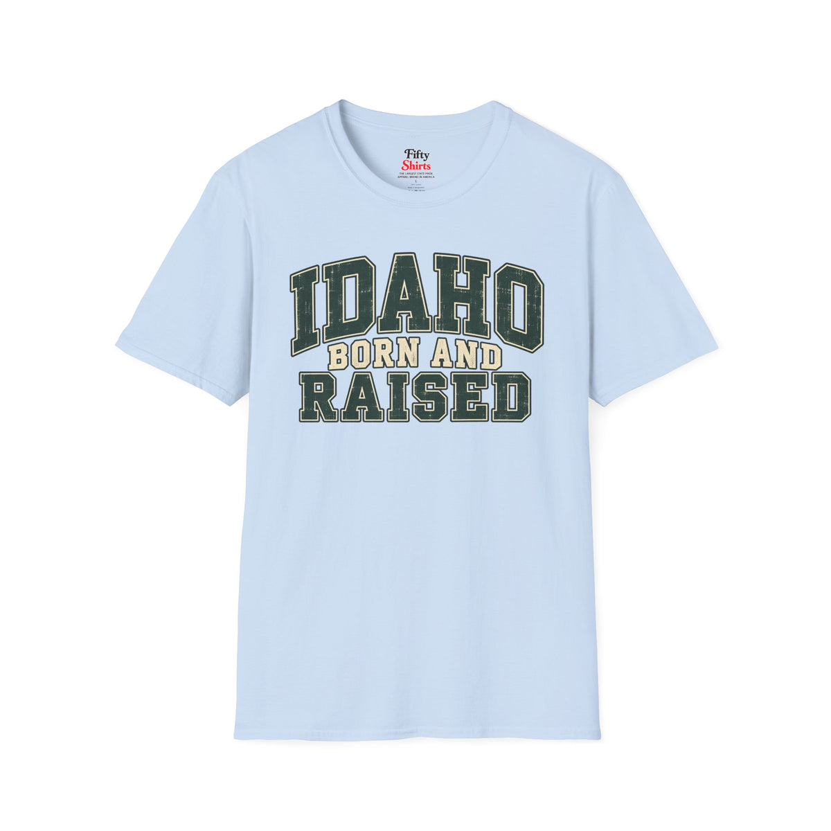 Idaho Born and Raised Unisex Softstyle T Shirt State Name Graphic Tee