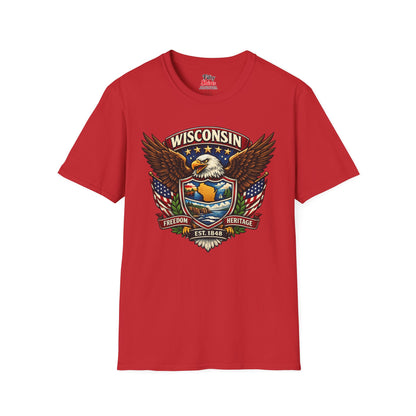 Wisconsin Americana Eagle Unisex Softstyle T Shirt State Pride Graphic Tee Collections FS03