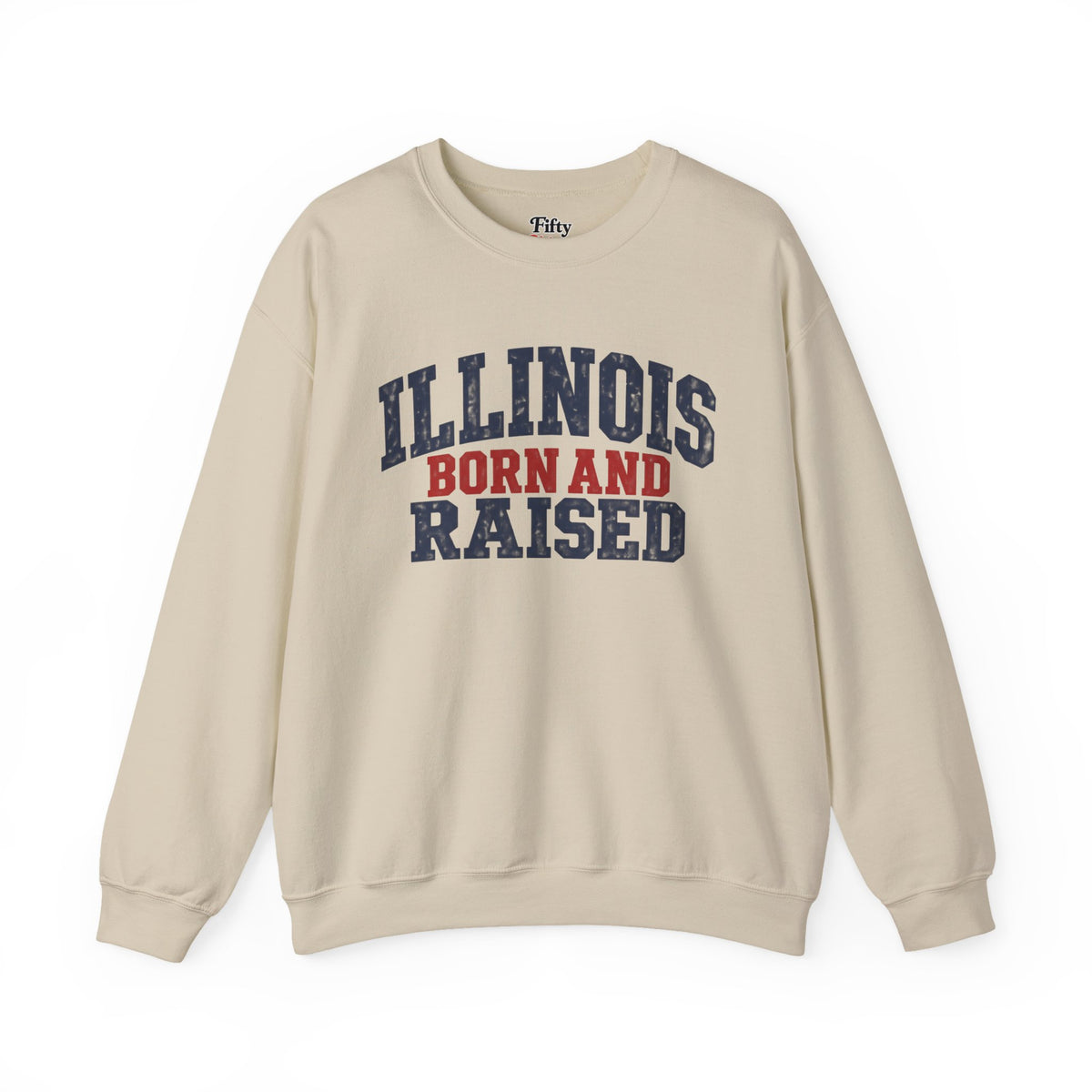Illinois Born and Raised Rustic Midwest Americana Unisex Sweatshirt Graphic