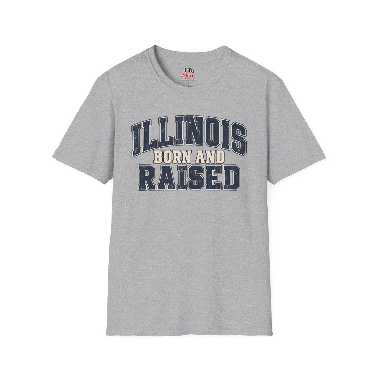 Illinois Born and Raised Unisex Softstyle T Shirt State Name Graphic Tee
