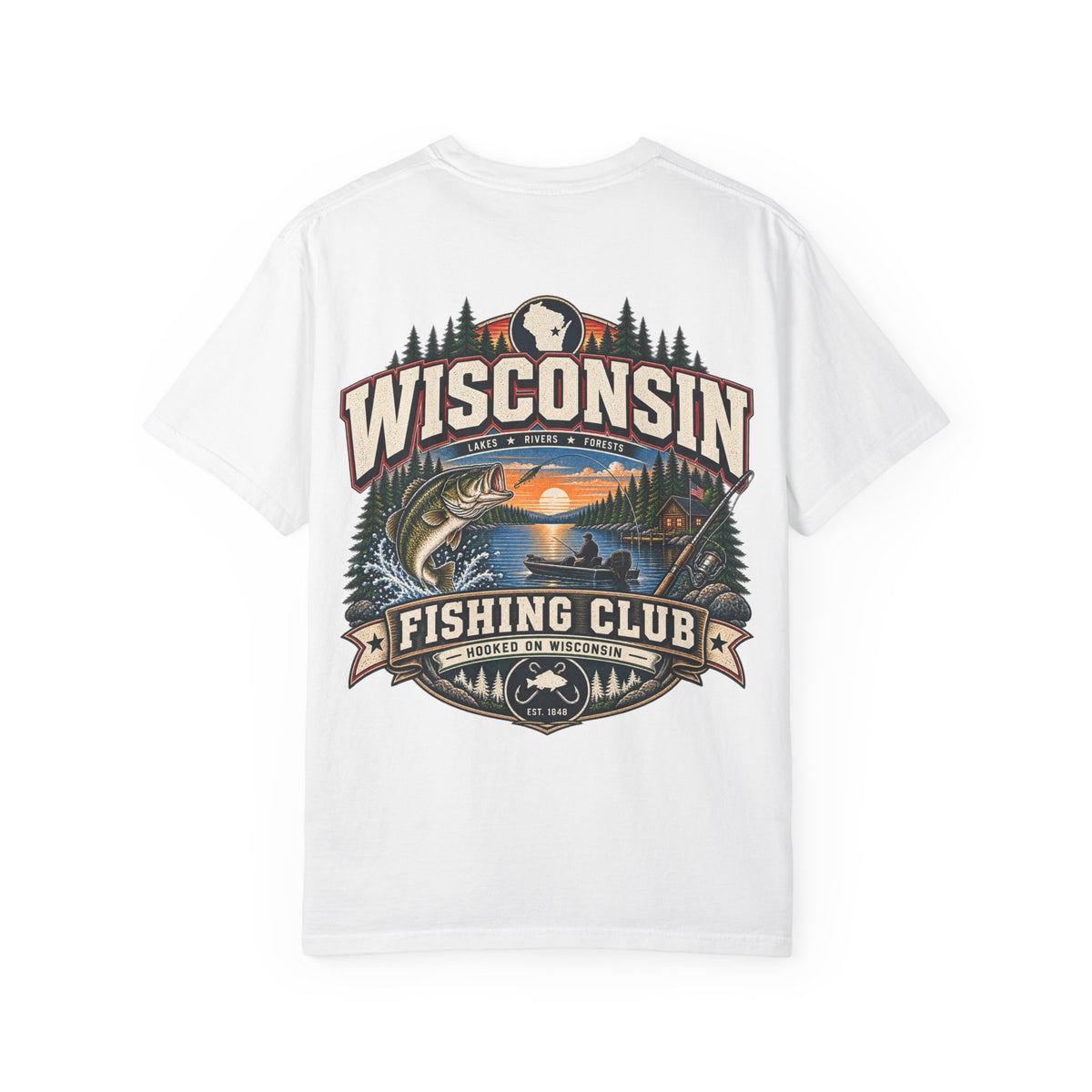 Wisconsin Fishing Club Unisex Comfort Color 1717 Streetwear Graphic Tee