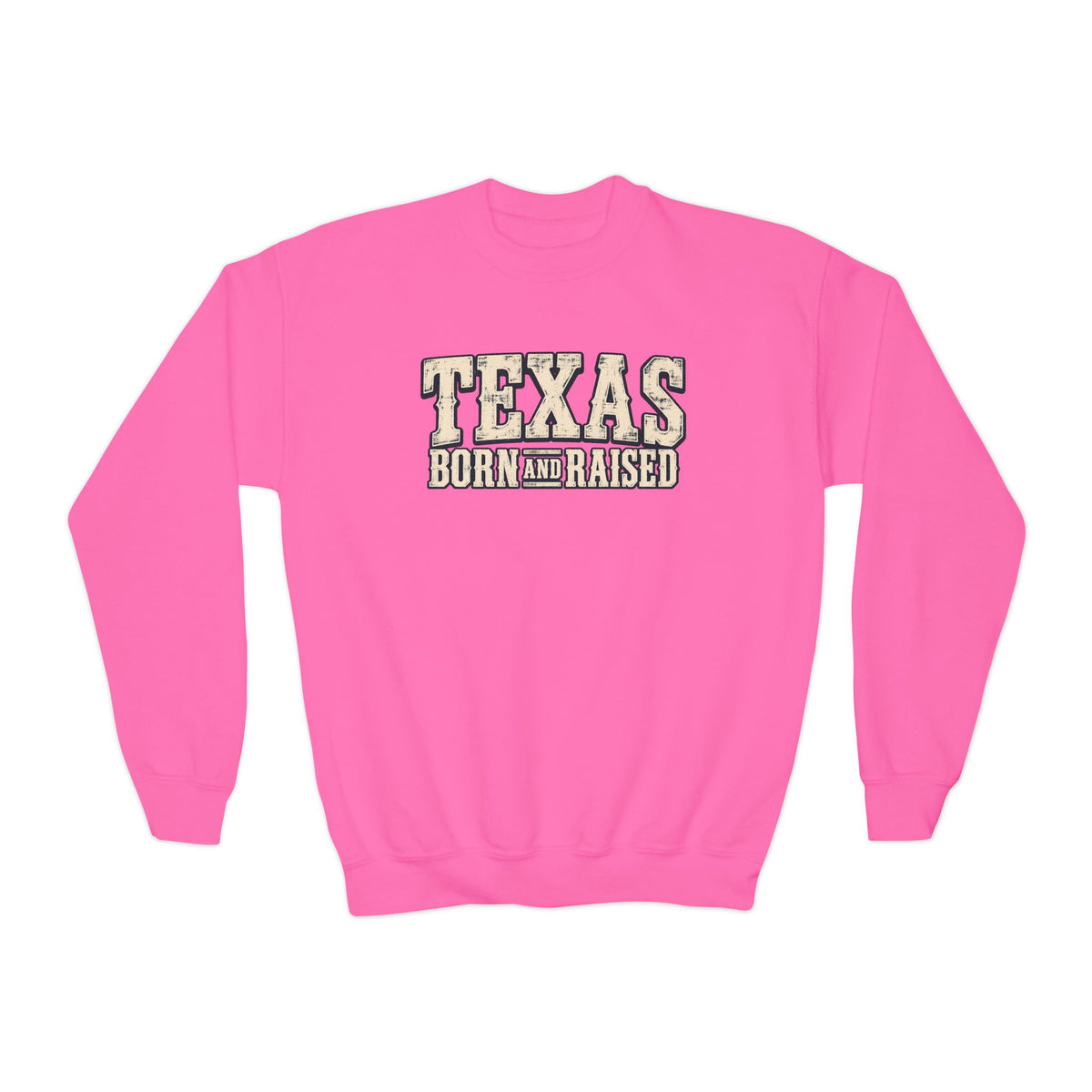 Texas Old-School Ranch Heritage Unisex Youth Crewneck Sweatshirt Graphic