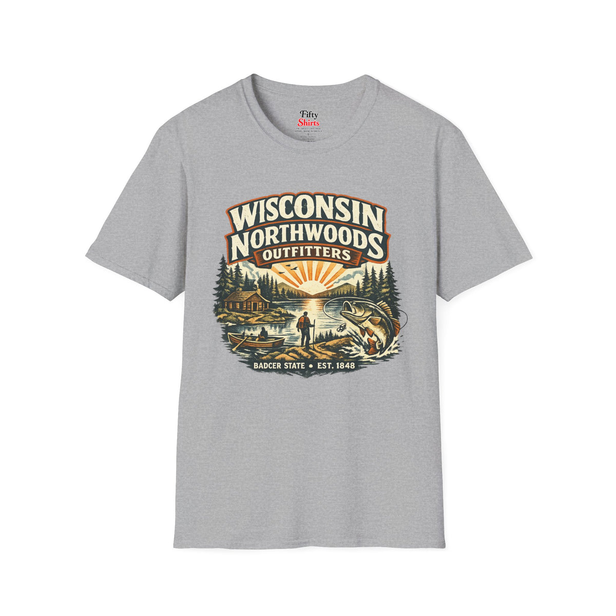Wisconsin Northwoods Outfitters Unisex Softstyle T Shirt State Pride Graphic Tee Collections FS03